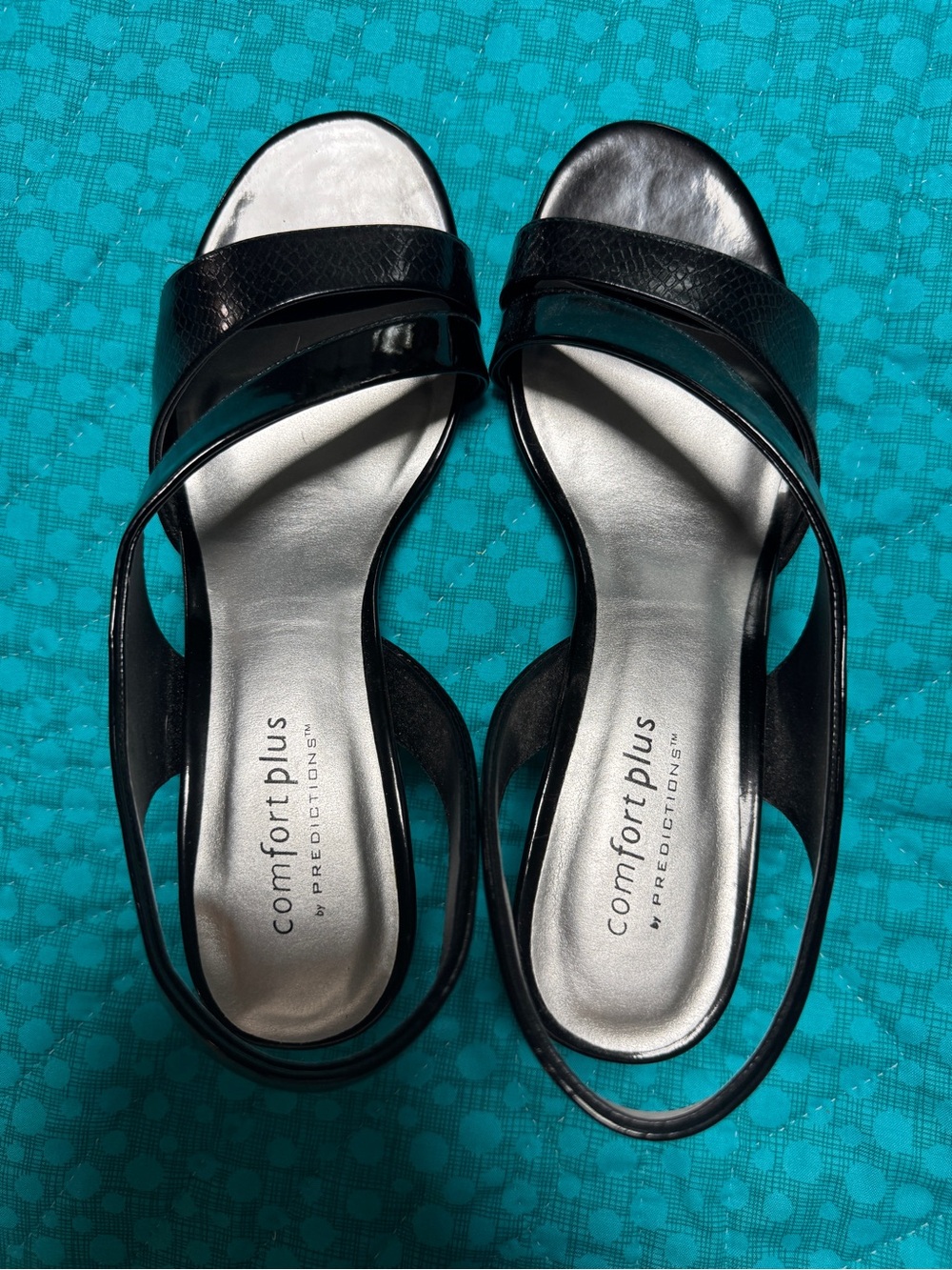 Comfort Plus by Predictions. Black Strappy Slingback Sandals